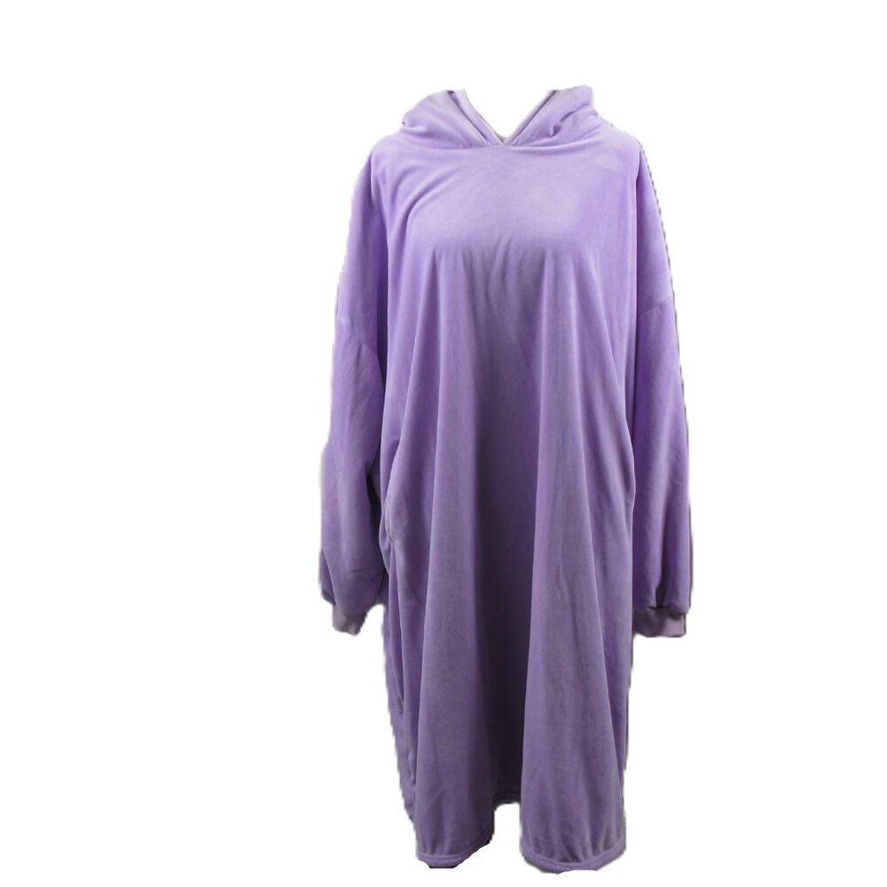 Lilac Soft Warm Lined Hooded Pull Over Robe for Adult OS